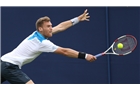 EASTBOURNE, ENGLAND - JUNE 14: Daniel Smethurst of Great Britain plays a backhand against Joe Salisbury of Great Britain during their Men's Singles qualifying match on day one of the Aegon International at Devonshire Park on June 14, 2014 in Eastbourne, England.  (Photo by Steve Bardens/Getty Images)